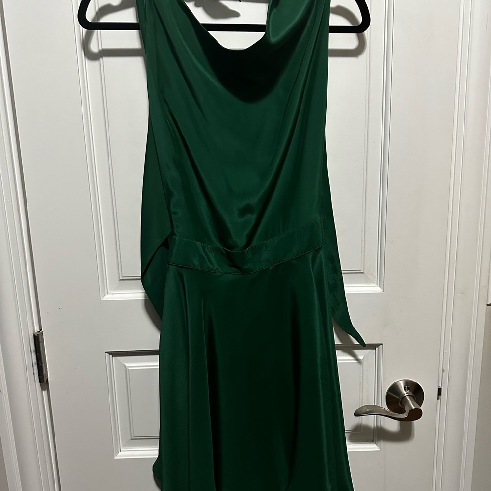 Bill Hellman green halter dress sz S, EUC